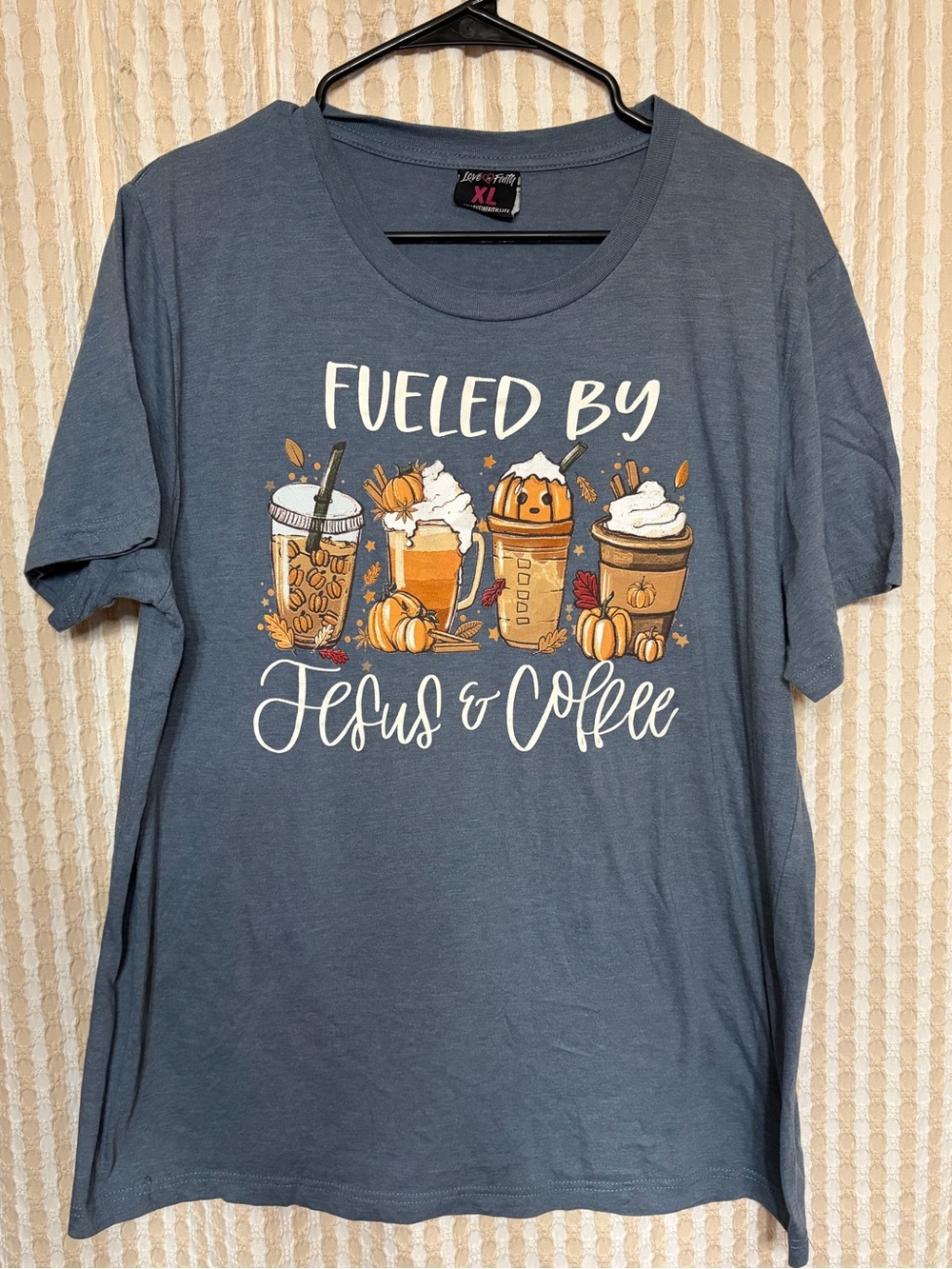 Fueled by Jesus & Coffee Graphic Tee - Blue